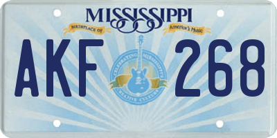 MS license plate AKF268