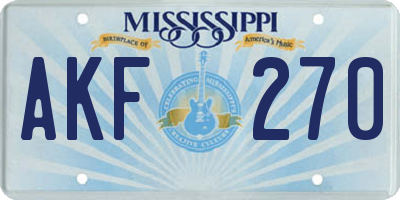 MS license plate AKF270