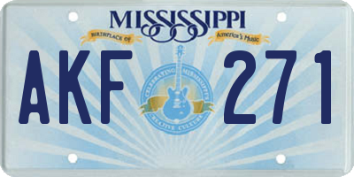 MS license plate AKF271