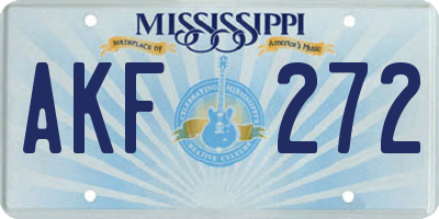 MS license plate AKF272