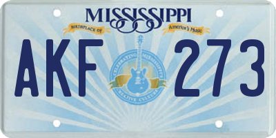 MS license plate AKF273