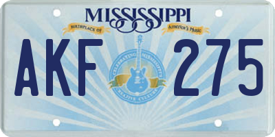 MS license plate AKF275