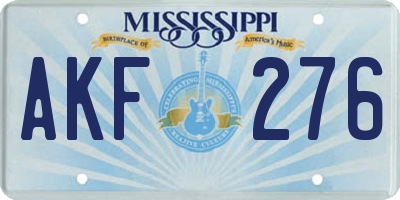 MS license plate AKF276