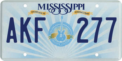 MS license plate AKF277