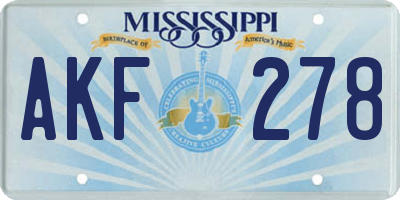 MS license plate AKF278