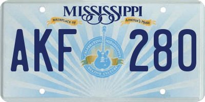 MS license plate AKF280