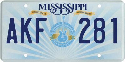 MS license plate AKF281