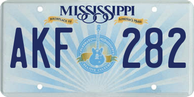 MS license plate AKF282