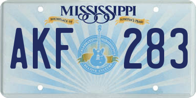 MS license plate AKF283