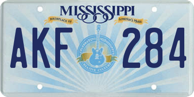MS license plate AKF284