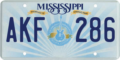 MS license plate AKF286