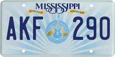 MS license plate AKF290