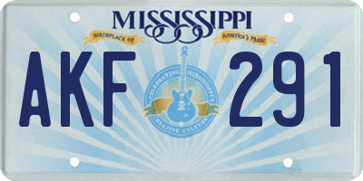 MS license plate AKF291