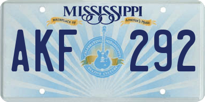 MS license plate AKF292