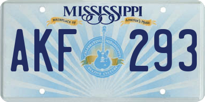 MS license plate AKF293
