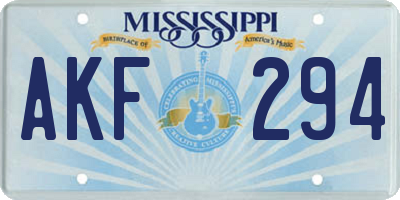 MS license plate AKF294