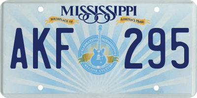 MS license plate AKF295