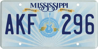 MS license plate AKF296