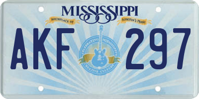 MS license plate AKF297
