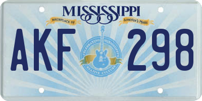 MS license plate AKF298