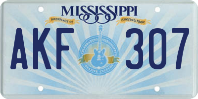 MS license plate AKF307