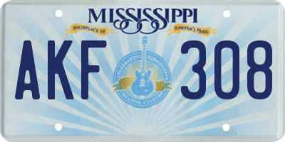 MS license plate AKF308