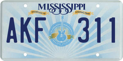 MS license plate AKF311