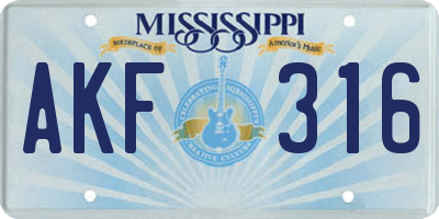 MS license plate AKF316