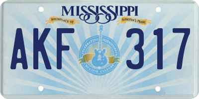 MS license plate AKF317