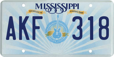 MS license plate AKF318