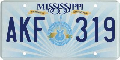 MS license plate AKF319