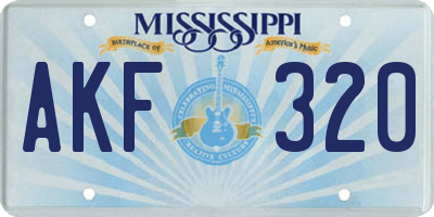 MS license plate AKF320