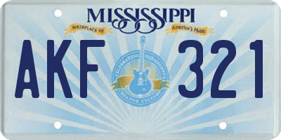 MS license plate AKF321