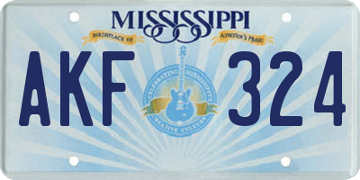 MS license plate AKF324