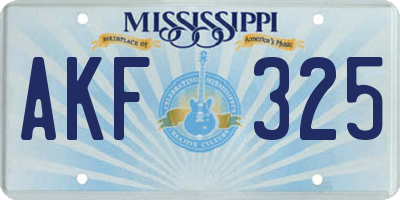 MS license plate AKF325