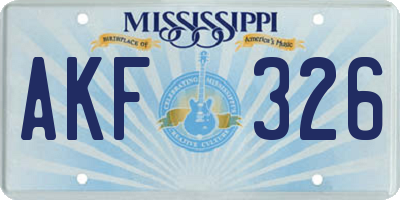 MS license plate AKF326