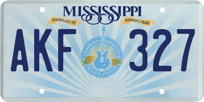MS license plate AKF327