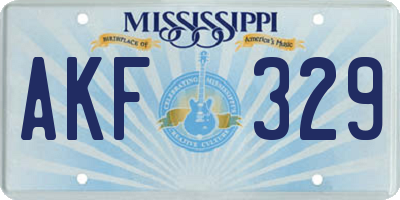 MS license plate AKF329