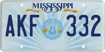 MS license plate AKF332