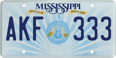 MS license plate AKF333