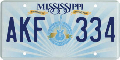 MS license plate AKF334