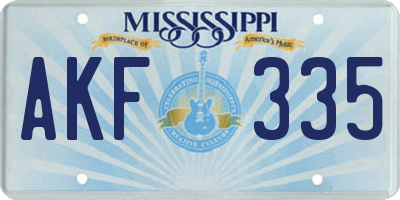 MS license plate AKF335