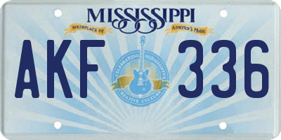 MS license plate AKF336