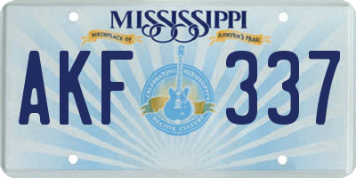 MS license plate AKF337