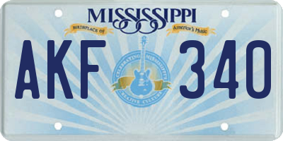 MS license plate AKF340