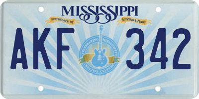 MS license plate AKF342
