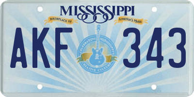 MS license plate AKF343