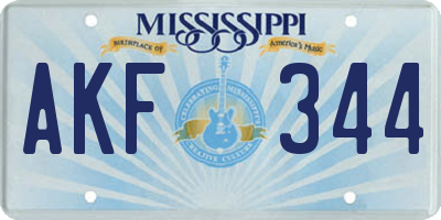 MS license plate AKF344
