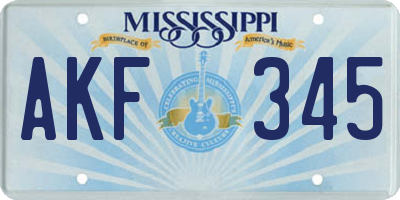 MS license plate AKF345