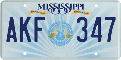 MS license plate AKF347